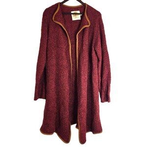 Missy Robertson by Southern Fashion House Burgundy Boucle Open Fall Coat Size L